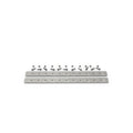 Stainless steel HDPE barrier connecting kit with two predrilled straps, bolts, and nuts
